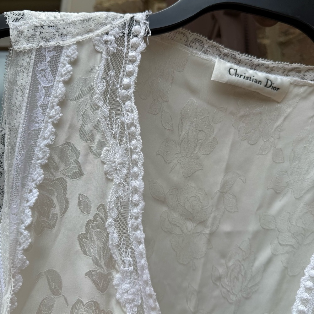 Christian Dior Vintage White Nightgown Sleeveless Floral Roses - Picture 4 of 14